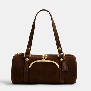 COACH Chocolate Brown Kisslock Barrel Bag CDT38 Spring 2026 Release NWT